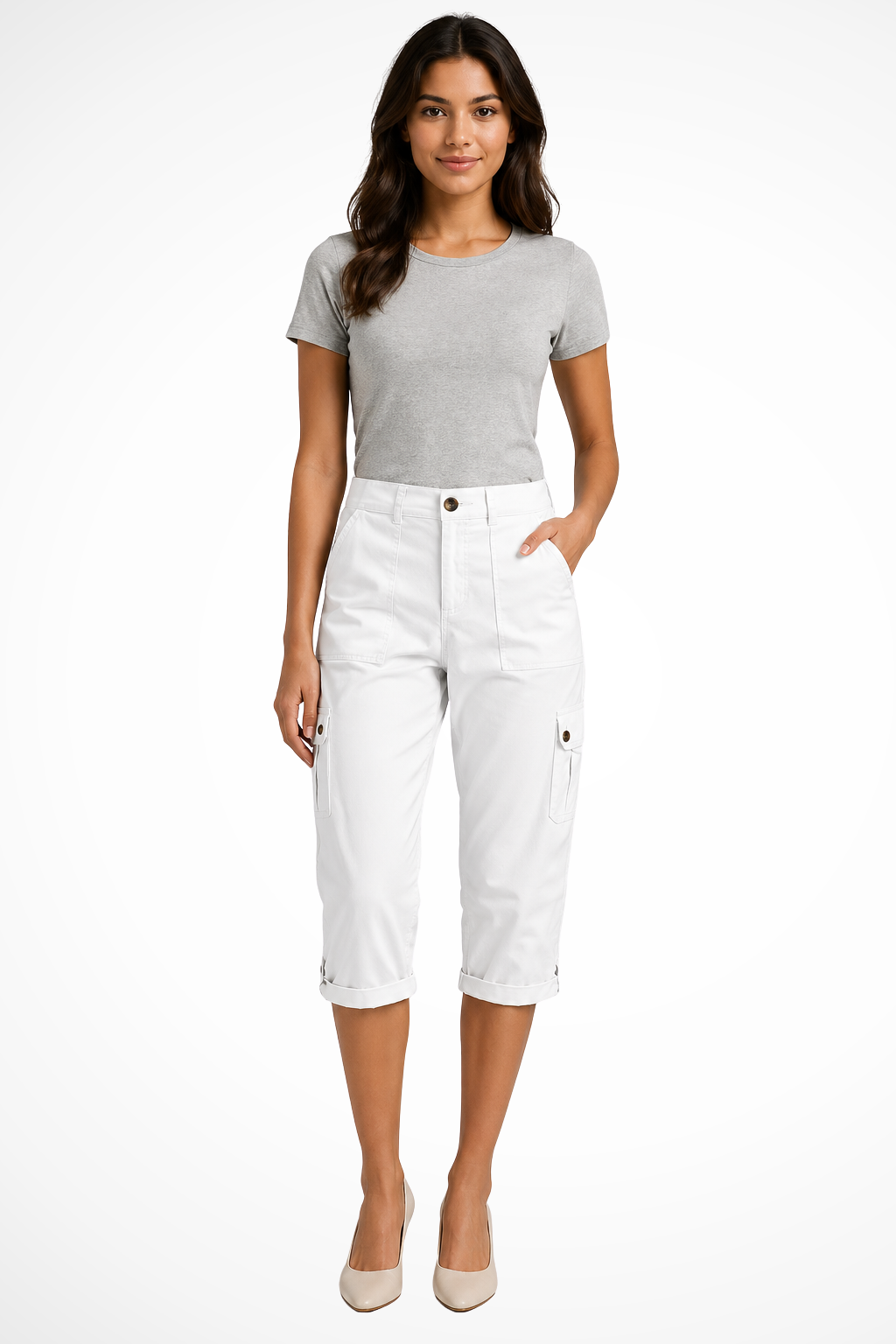 Women's Cropped Cargo Trousers