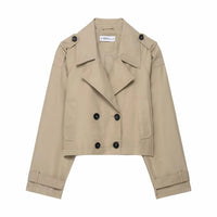 Women's Double-Breasted Trench Coat with Pockets – Autumn Winter Office Jacket