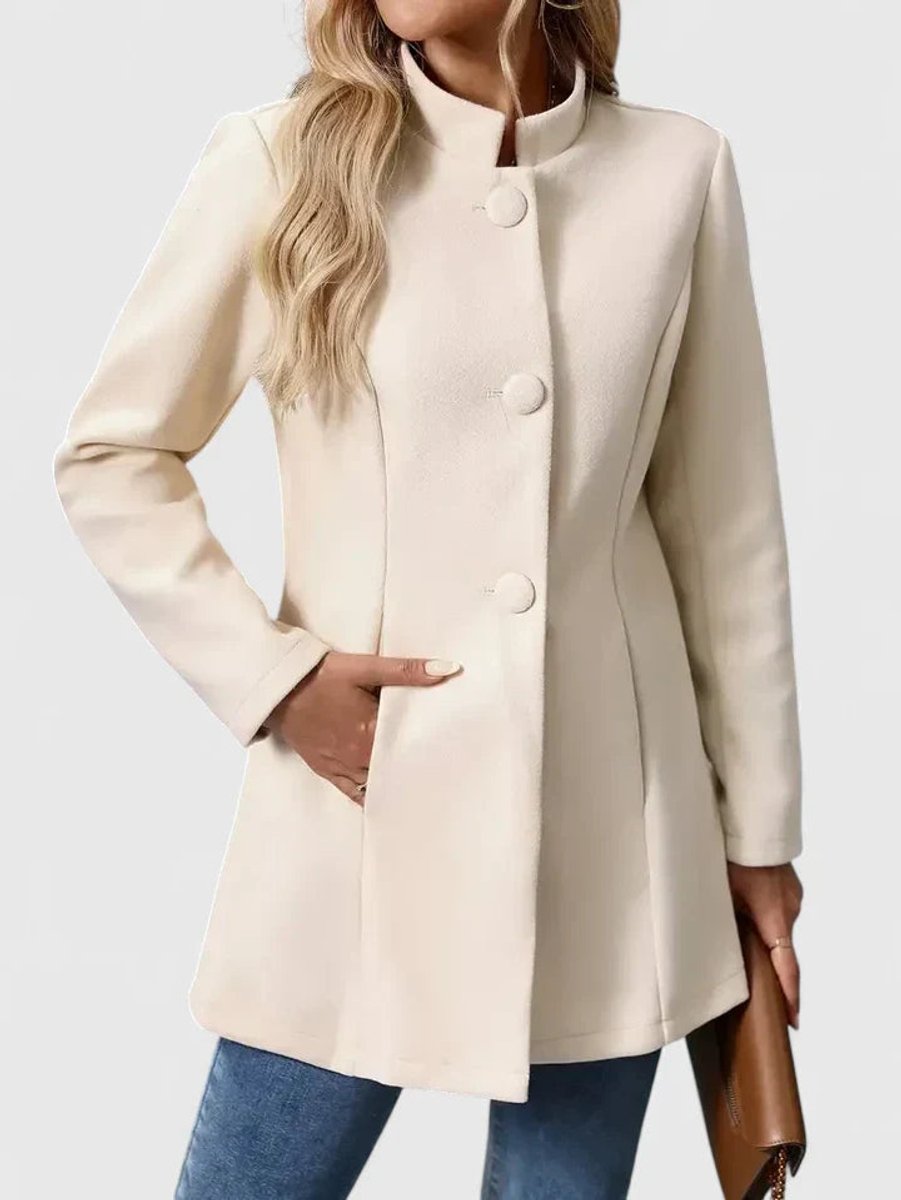 Women's Elegant Stand-Collar Button-Front Blazer Coat
