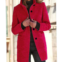 Women's Elegant Wool-Blend Button-Up Winter Coat