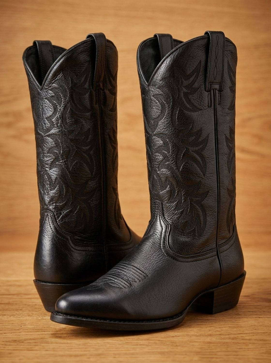 Women's Embroidered Western Cowboy Mid-Calf Block Heel Boots - Black