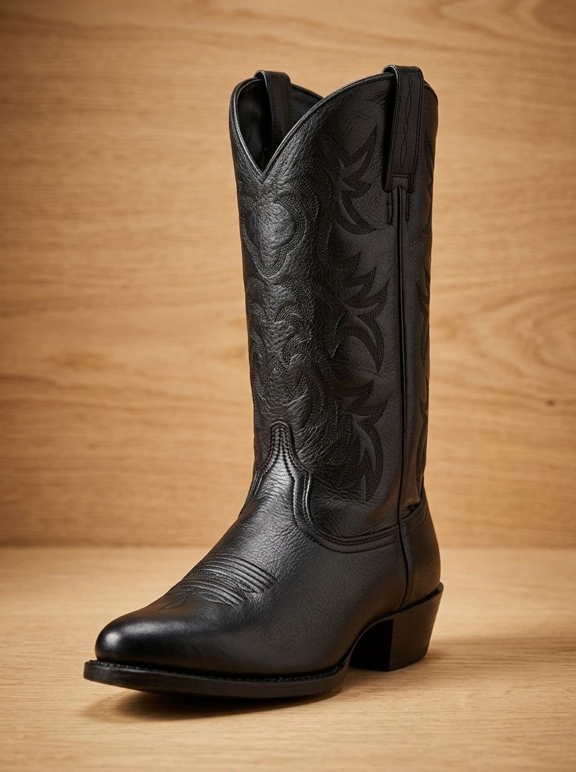 Women's Embroidered Western Cowboy Mid-Calf Block Heel Boots - Black