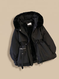 Women's Faux-Fur Hooded Drawstring Parka Jacket