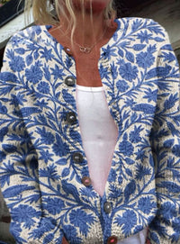 Women's Floral Button-Up Long-Sleeve Cardigan