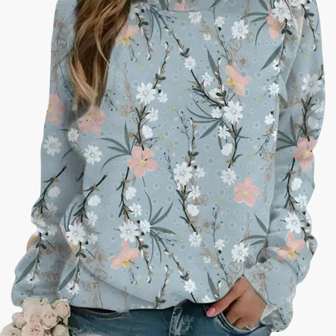 Women's Floral Print Crew Neck Sweater