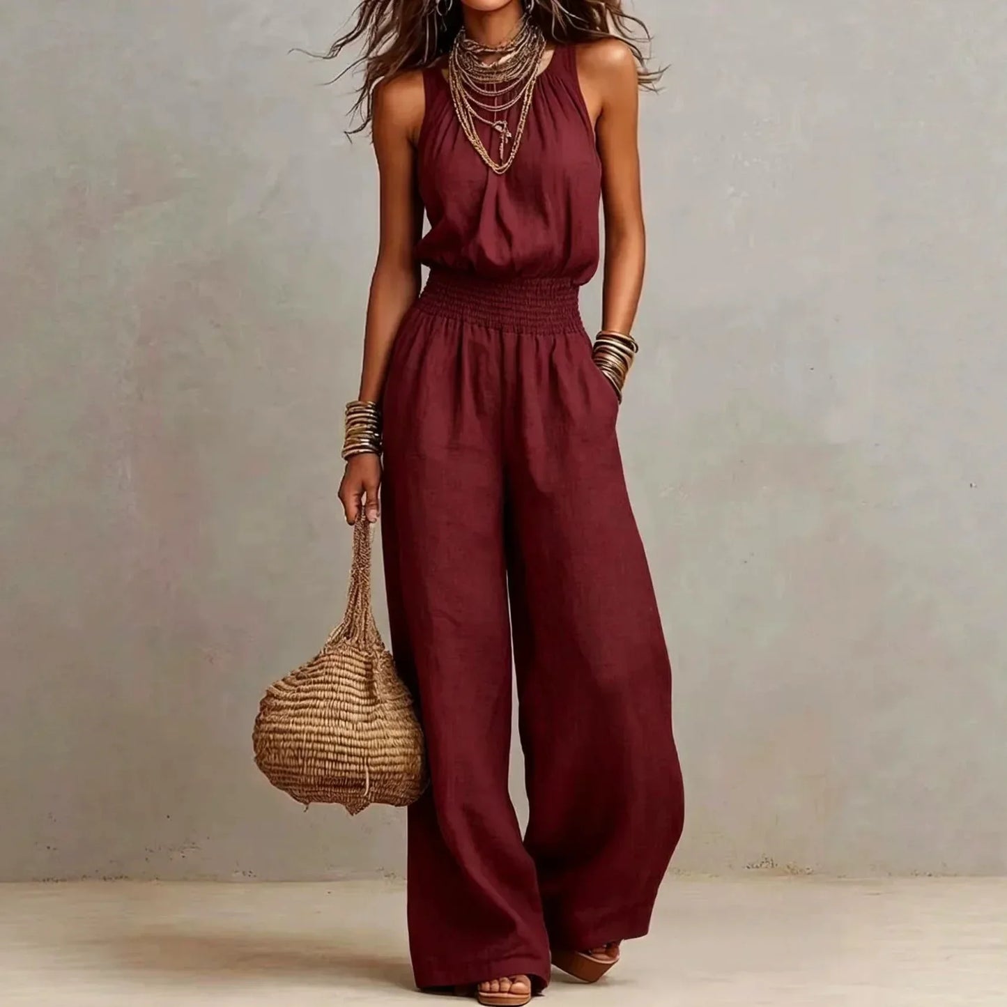Women's Halter Neck Wide-Leg Jumpsuit