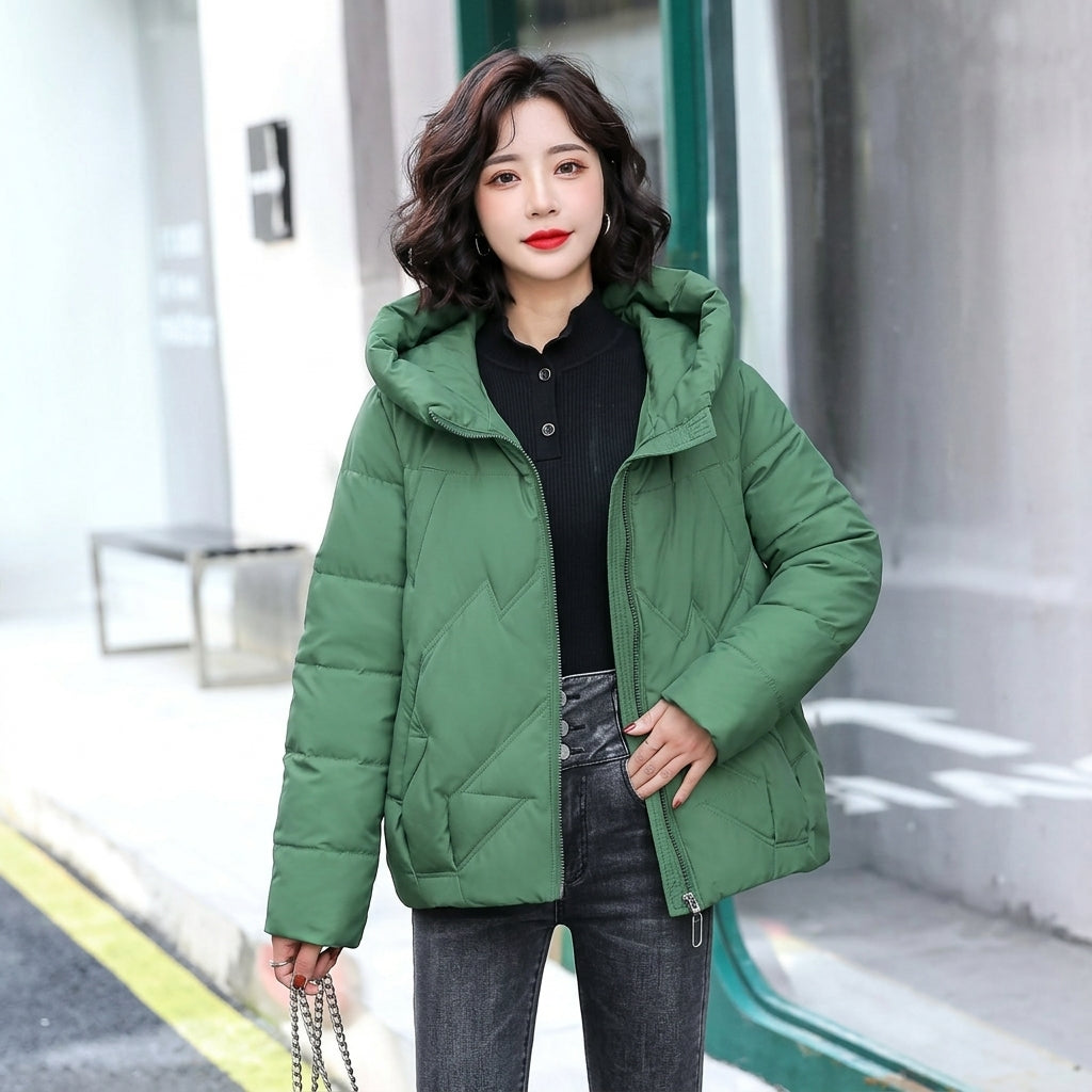 Women's Hooded Padded Zip-Up Winter Puffer Jacket