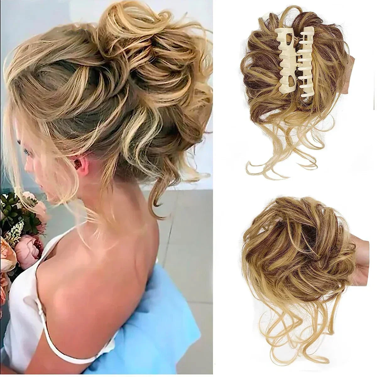 Women's Instant Messy Bun Hair Clip with Voluminous Curls