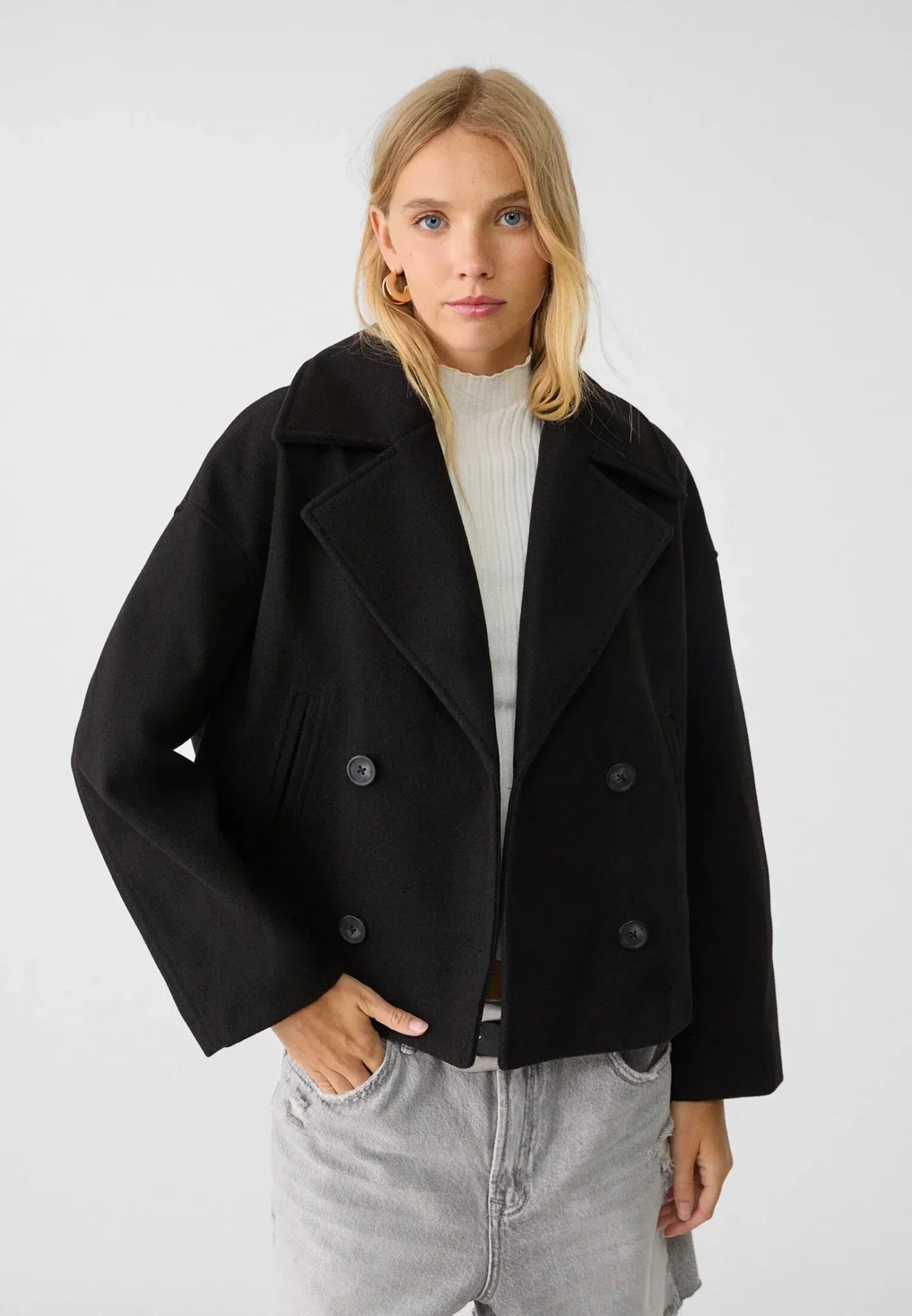 Women's Jacket with Short Cut & Double Breasted | Wearclo