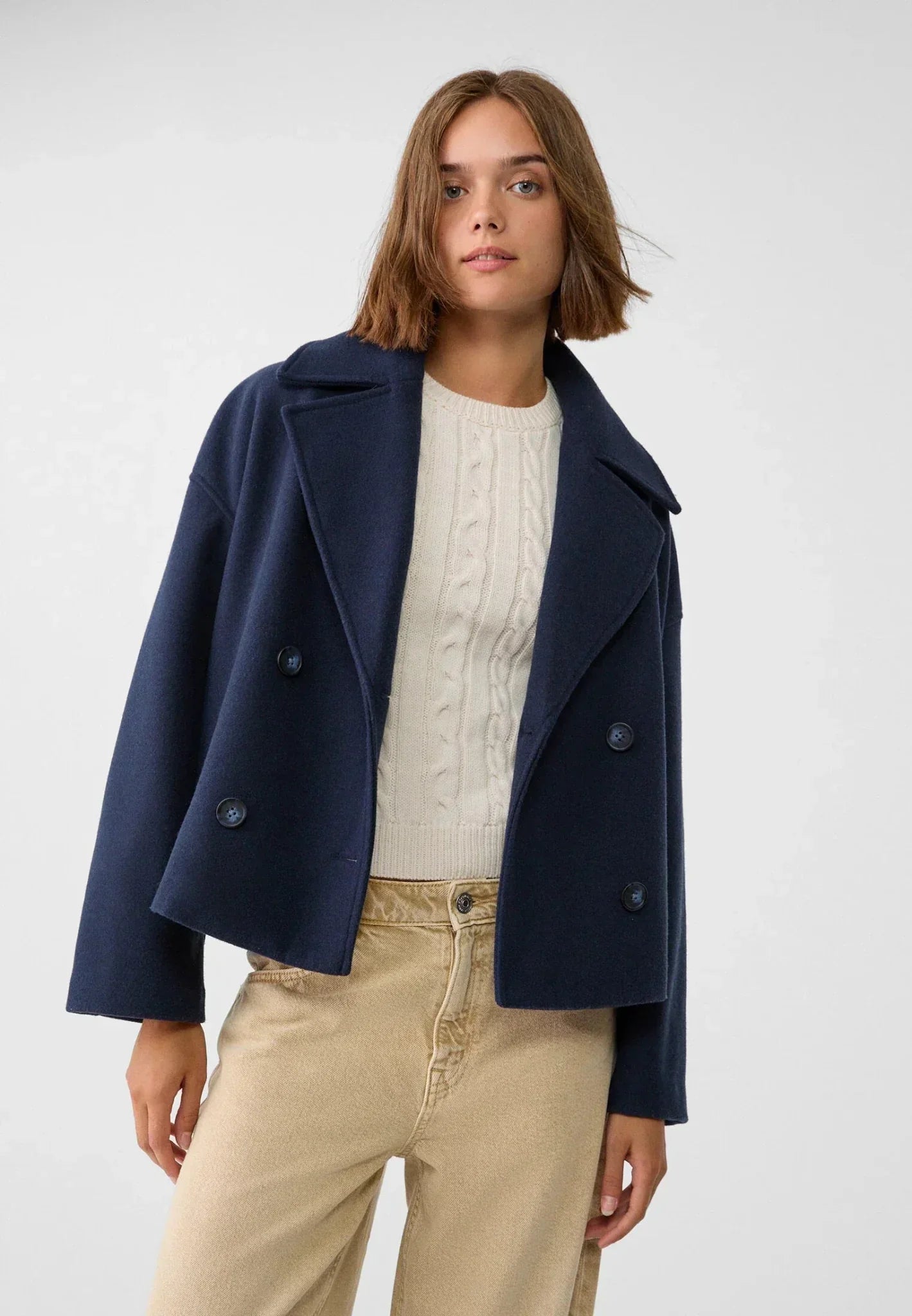 Women's Jacket with Short Cut & Double Breasted | Wearclo