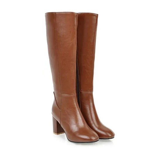 Women's Knee-High Heeled Boots with Stylish Silhouette