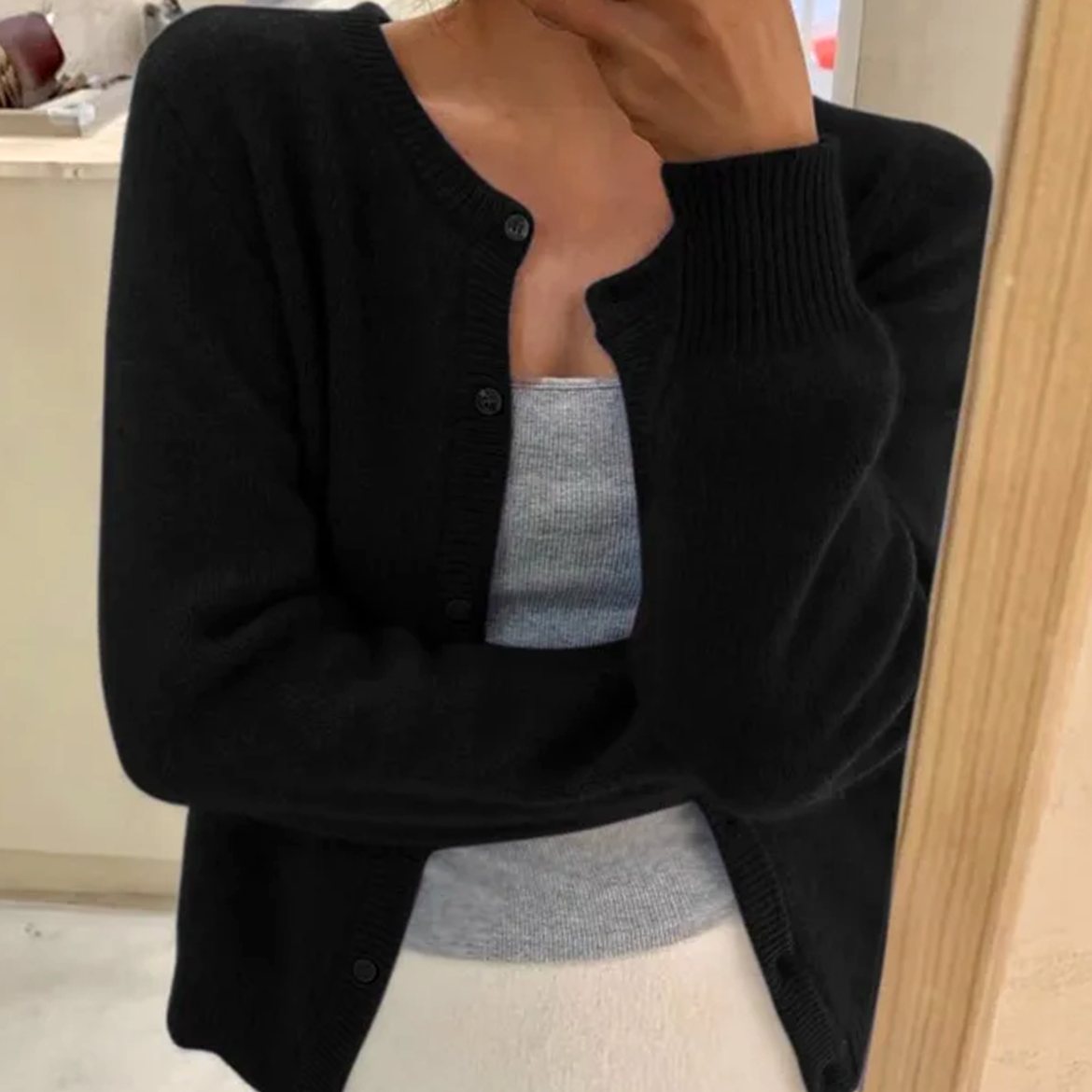 Women's Long-Sleeve Relaxed-Fit Button Cardigan Sweater