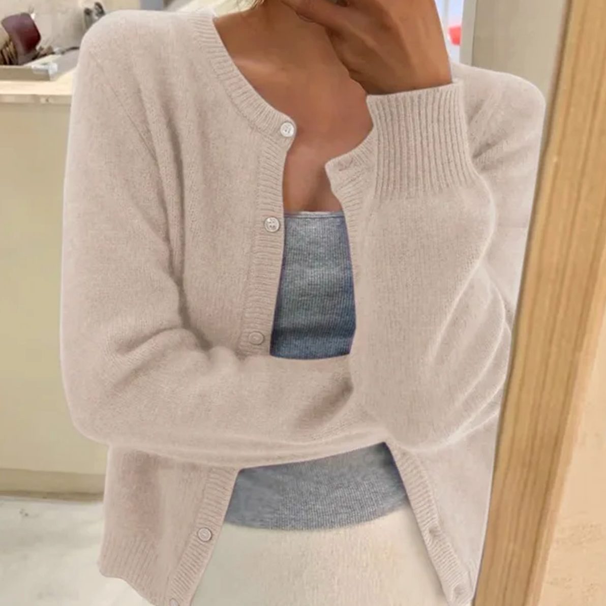 Women's Long-Sleeve Relaxed-Fit Button Cardigan Sweater