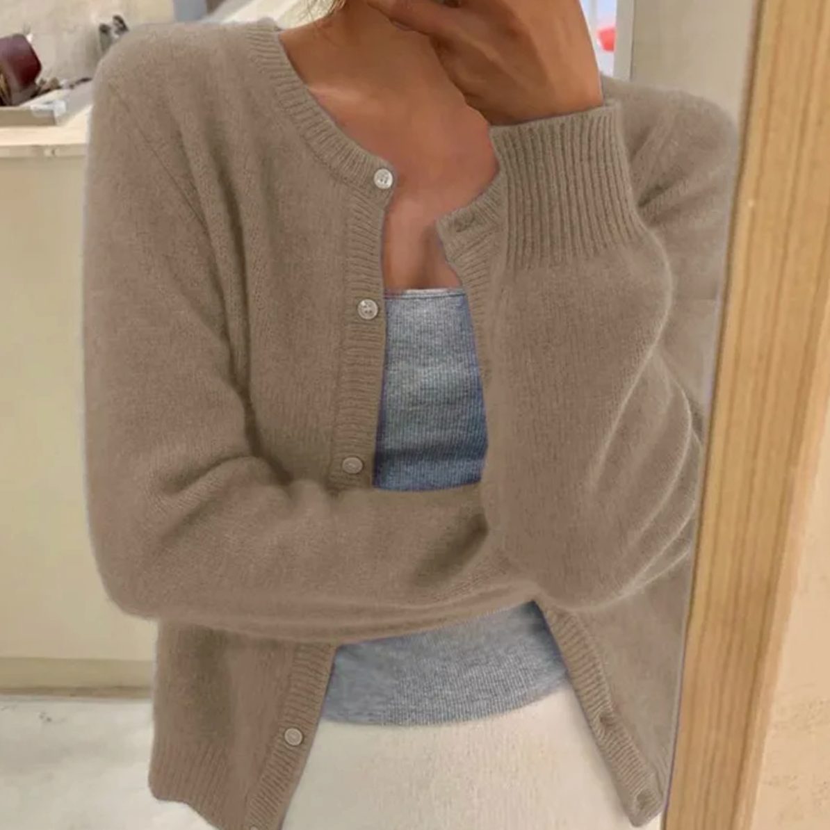 Women's Long-Sleeve Relaxed-Fit Button Cardigan Sweater