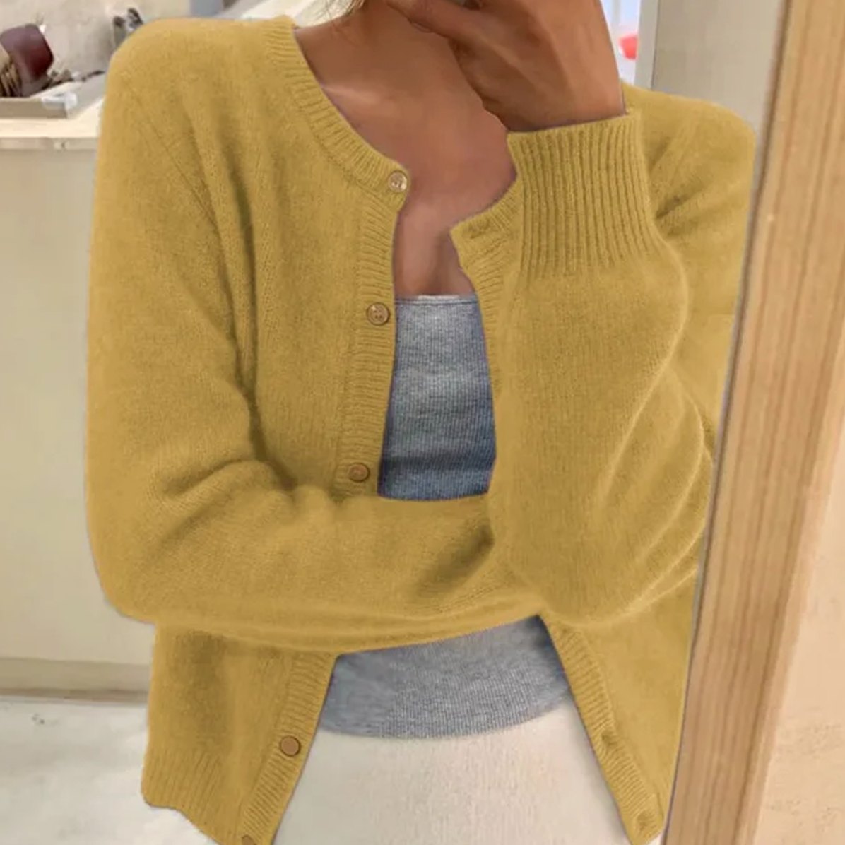 Women's Long-Sleeve Relaxed-Fit Button Cardigan Sweater
