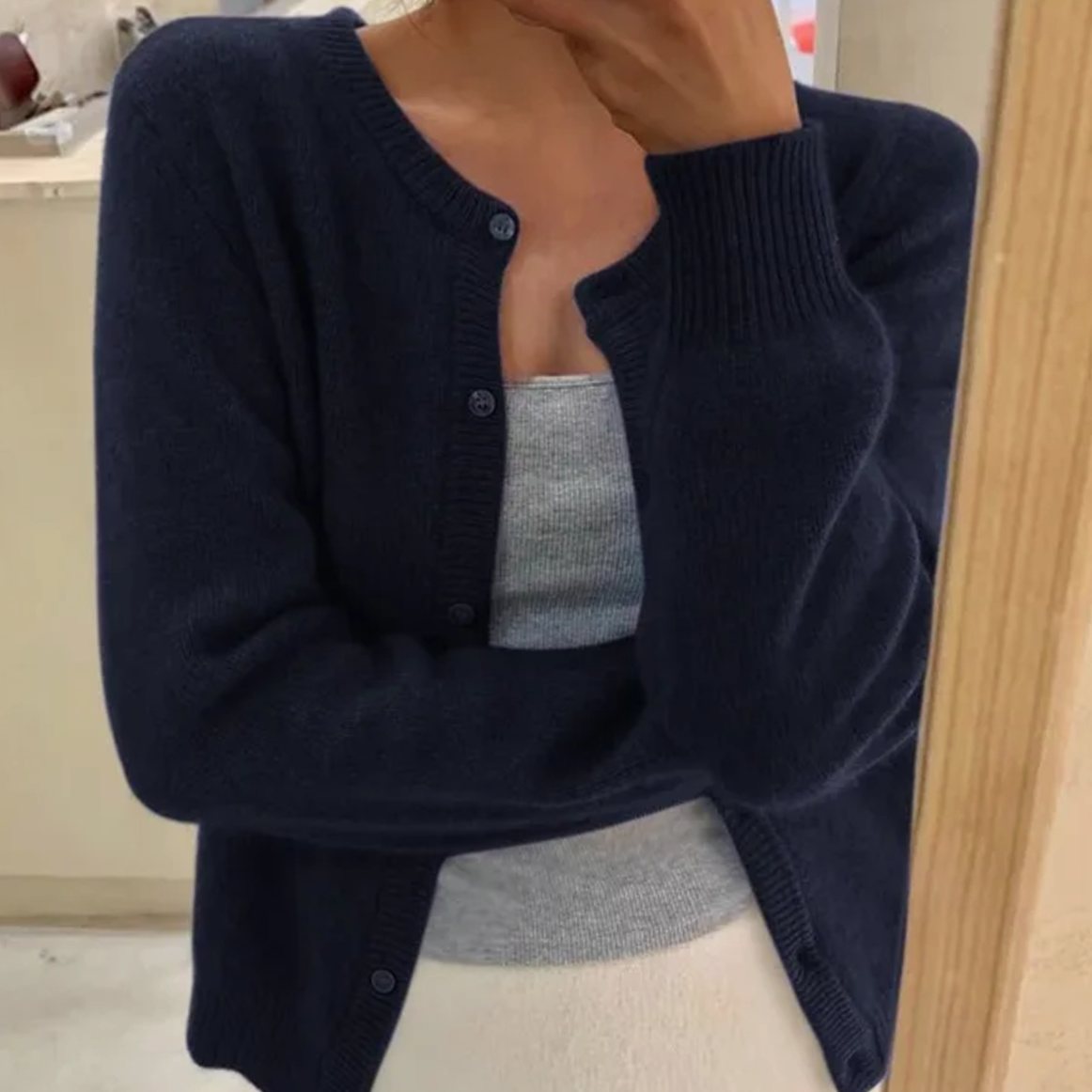 Women's Long-Sleeve Relaxed-Fit Button Cardigan Sweater