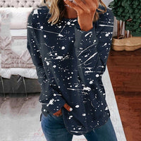 Women's Long Sleeve Top with Multicolor Graffiti Print