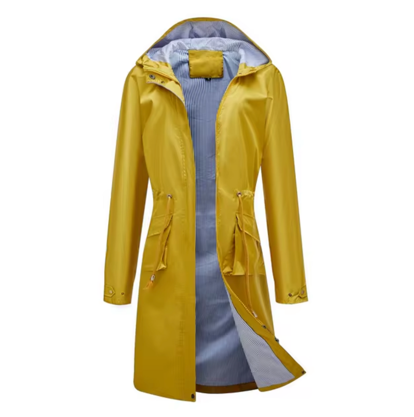 Women's Long Waterproof Jacket with Hood for Outdoor Protection