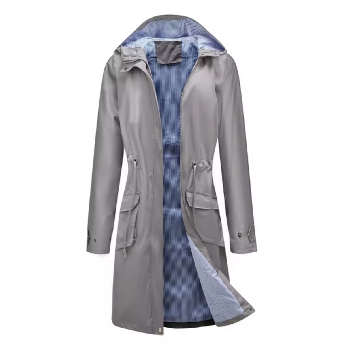 Women's Long Waterproof Jacket with Hood for Outdoor Protection