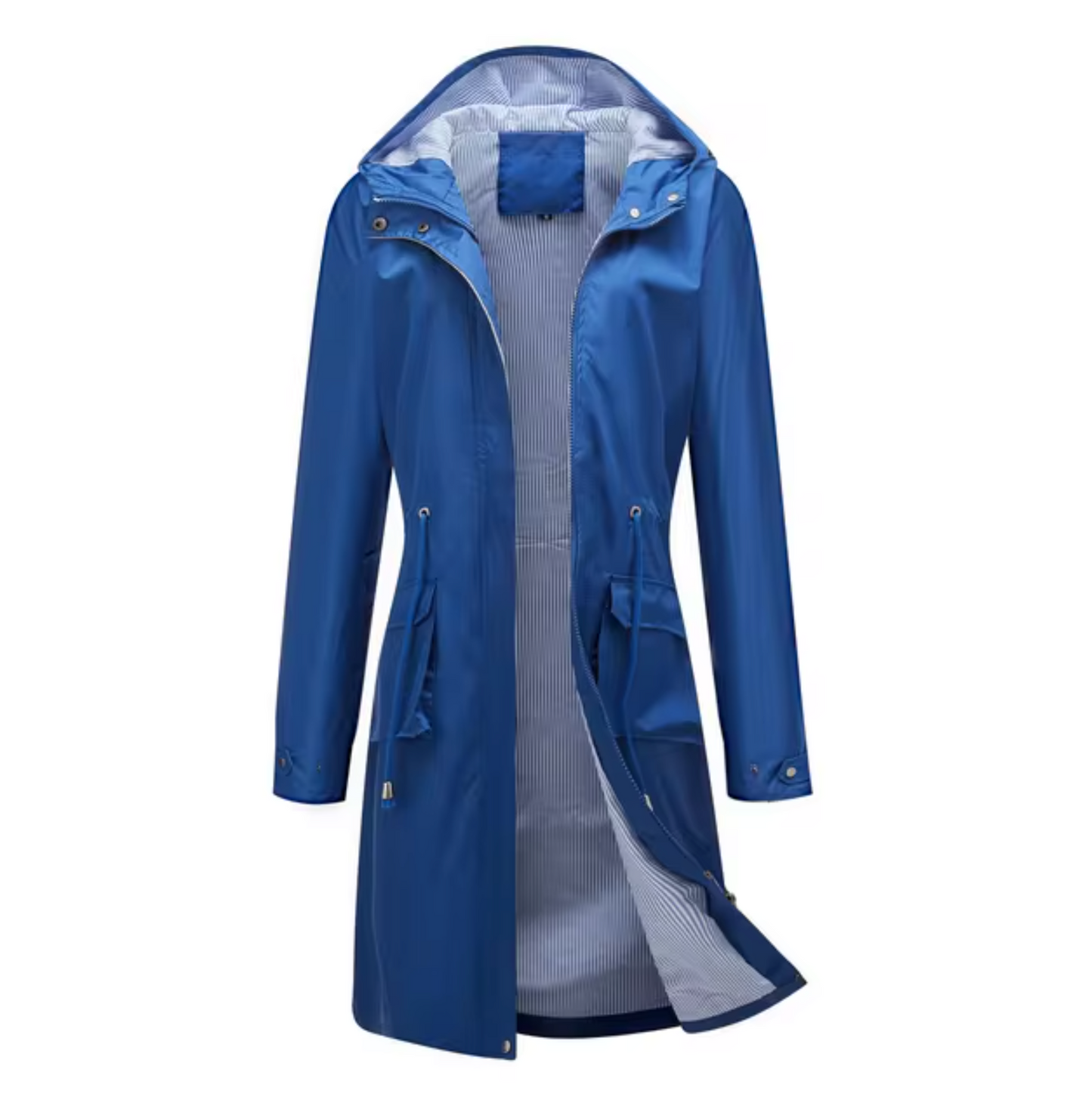 Women's Long Waterproof Jacket with Hood for Outdoor Protection