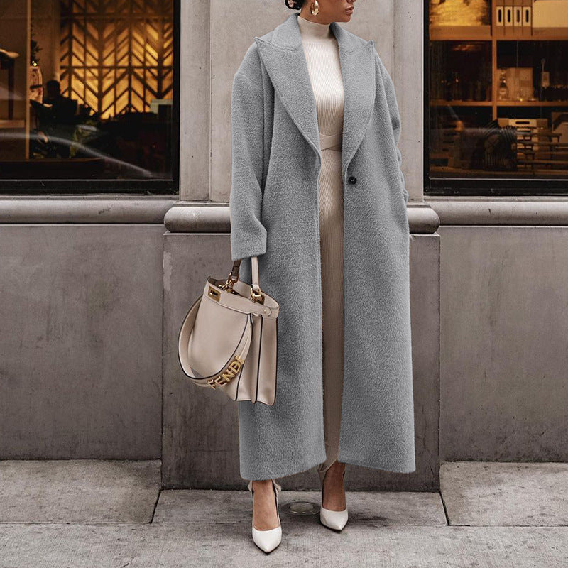 Women's Longline Wrap Coat with Shawl Collar