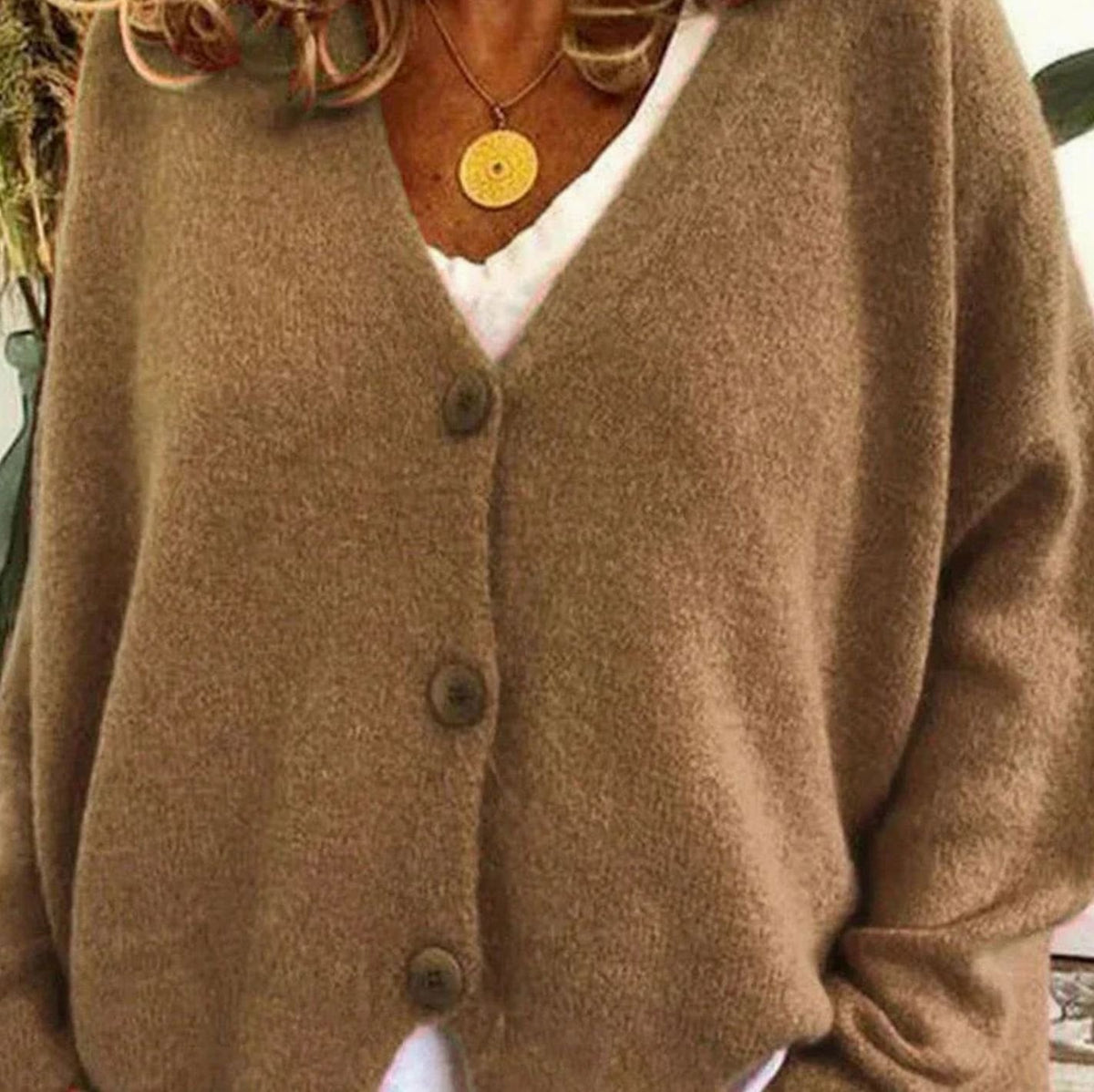 Women's Loose-Fit V-Neck Button-Front Knit Cardigan