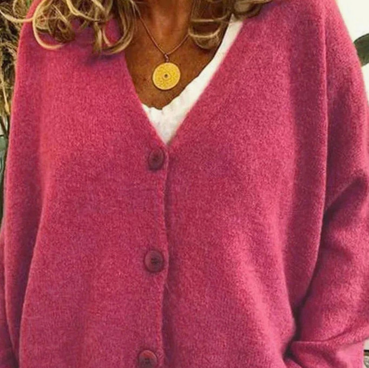 Women's Loose-Fit V-Neck Button-Front Knit Cardigan