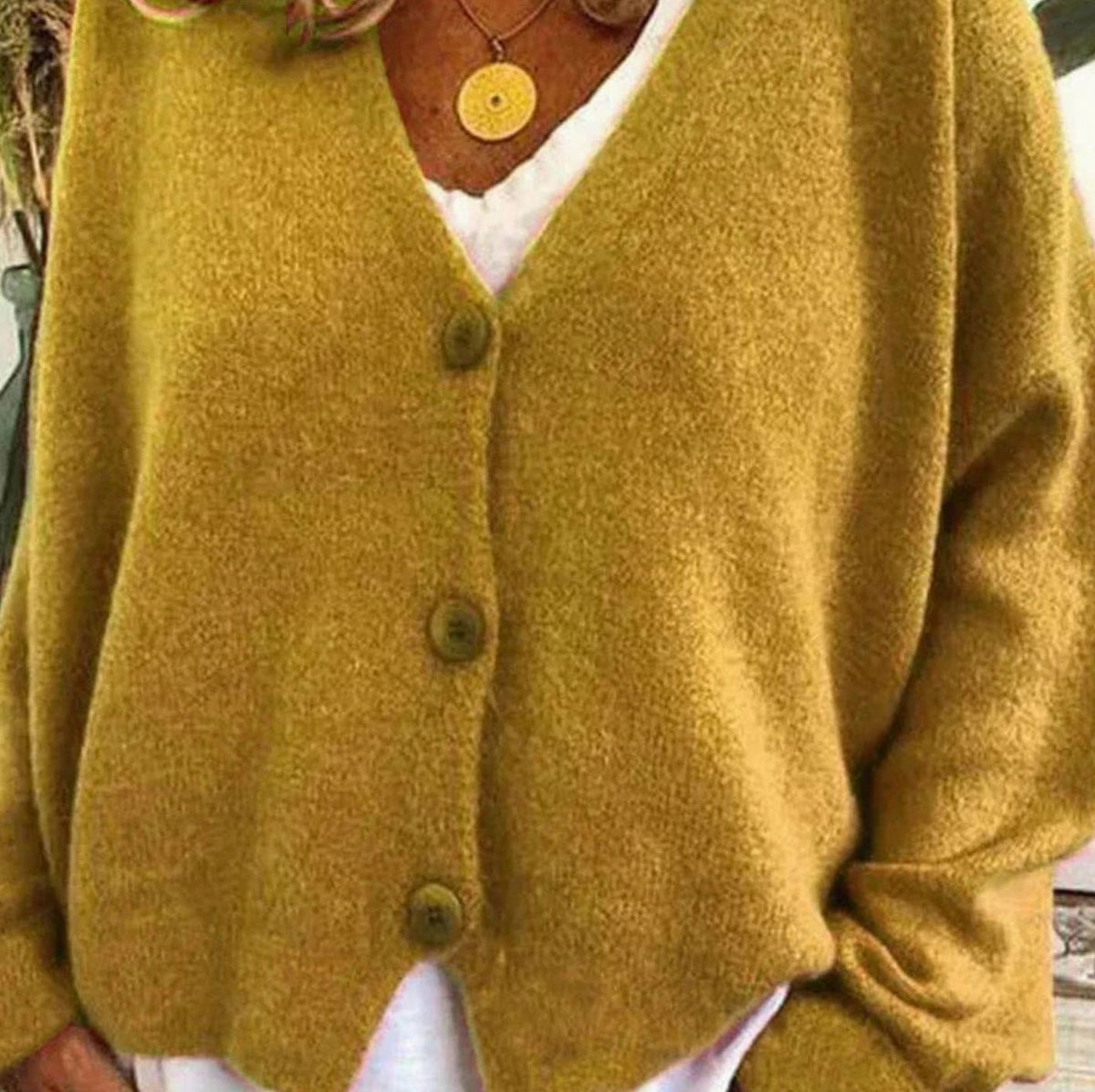 Women's Loose-Fit V-Neck Button-Front Knit Cardigan