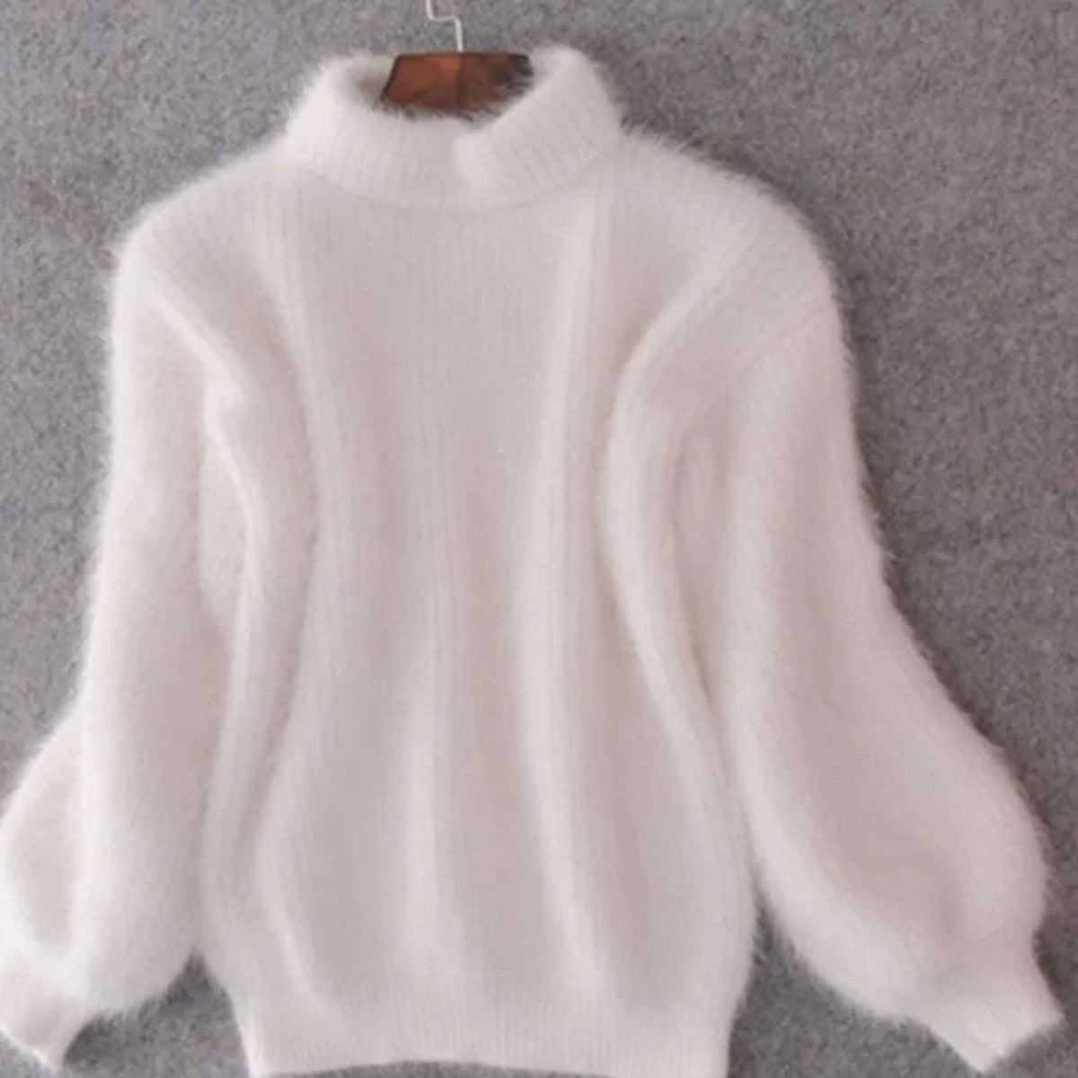 Women's Loose-Knit Fuzzy Angora Turtleneck Sweater