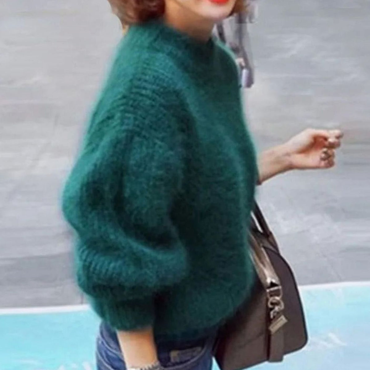 Women's Loose-Knit Fuzzy Angora Turtleneck Sweater