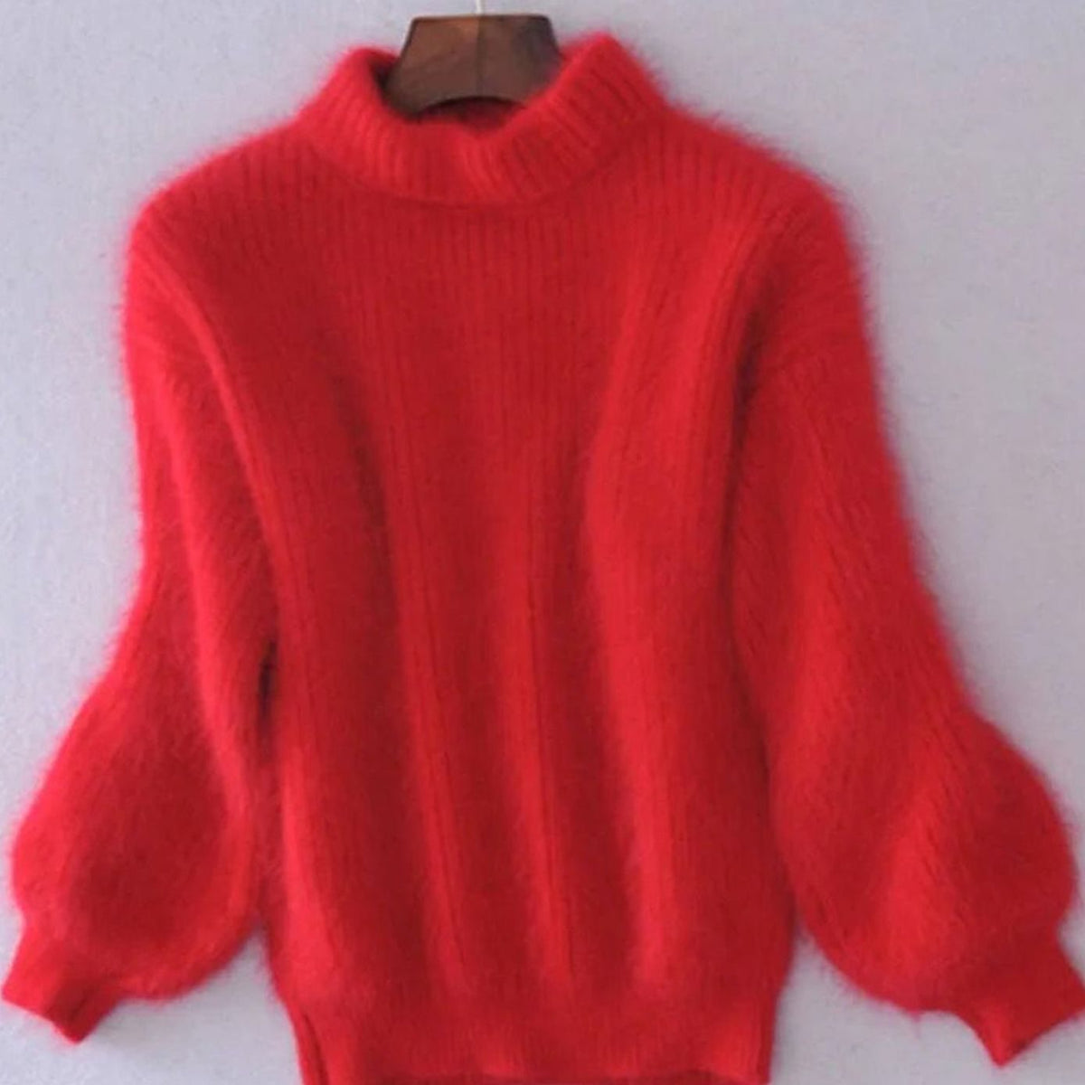 Women's Loose-Knit Fuzzy Angora Turtleneck Sweater