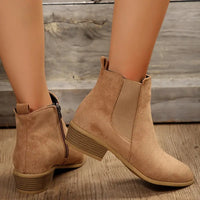 Women's Low-Heel Ankle Boots with Side Zipper
