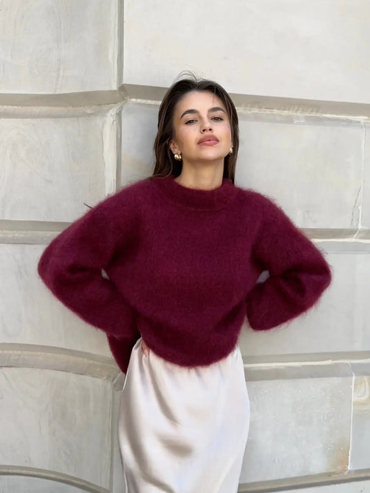 Women's Mohair Sweater - Soft Fluffy Knit & Wool Sweater
