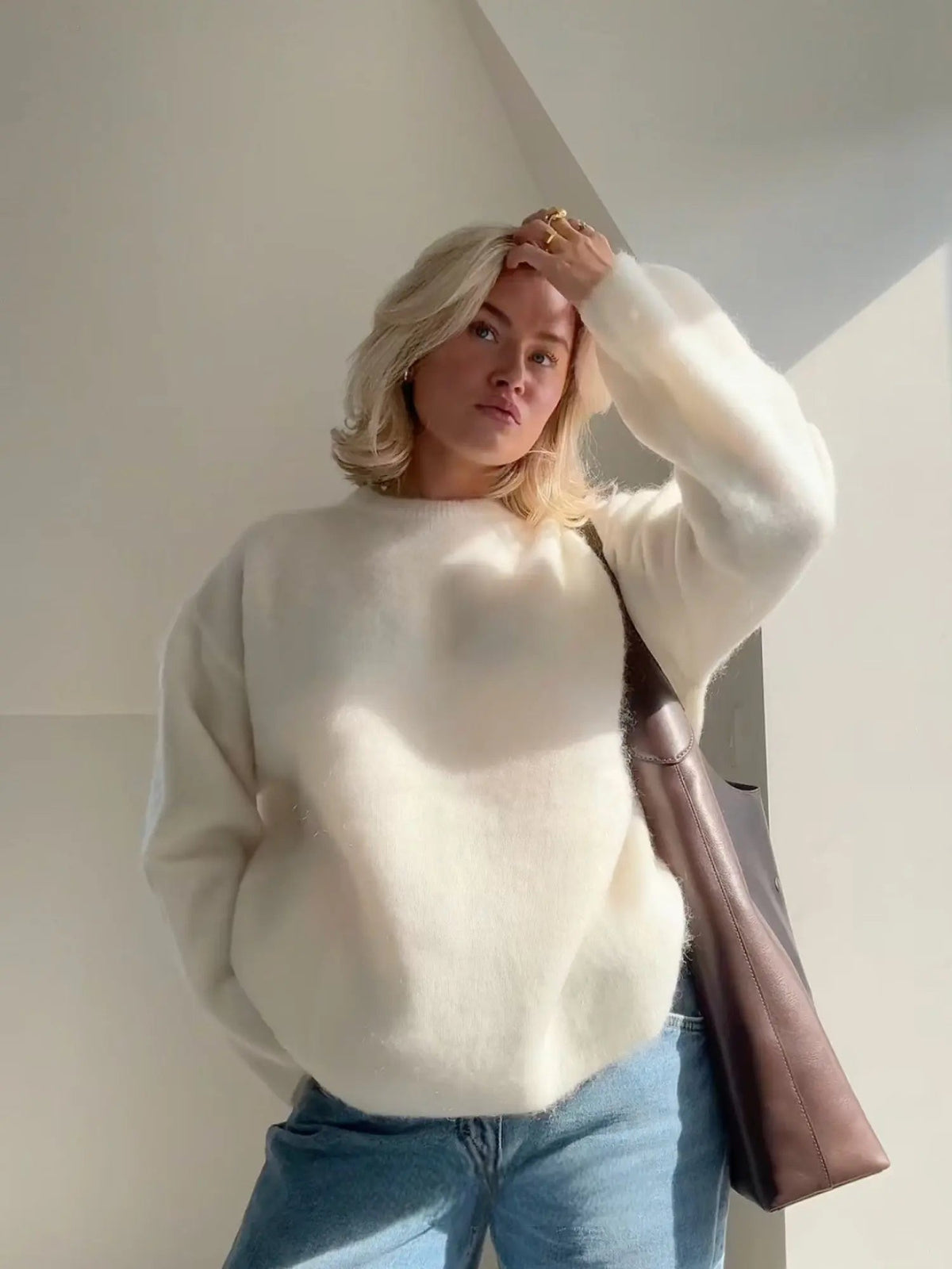 Women's Mohair Sweater - Soft Fluffy Knit & Wool Sweater
