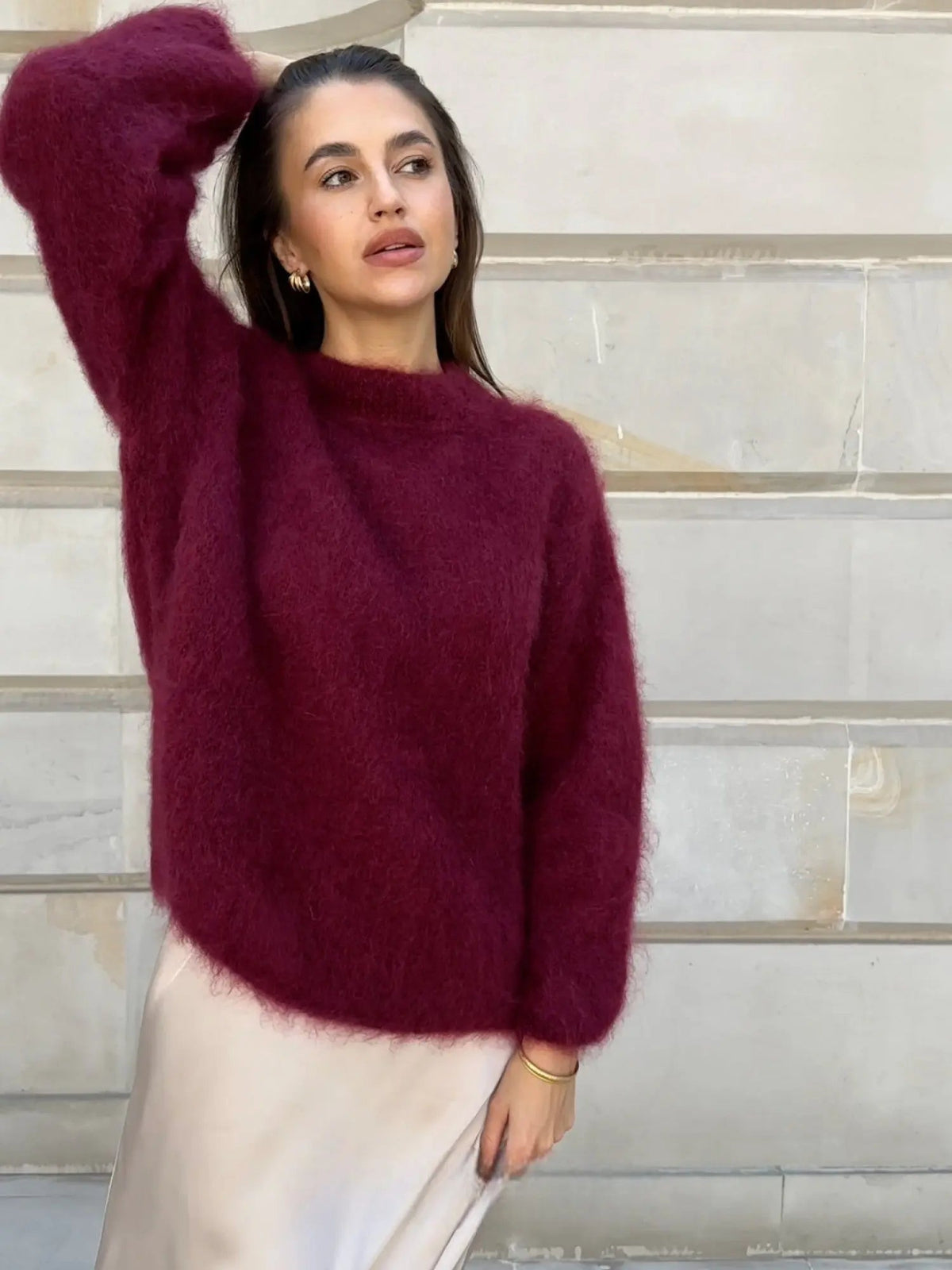 Women's Mohair Sweater - Soft Fluffy Knit & Wool Sweater