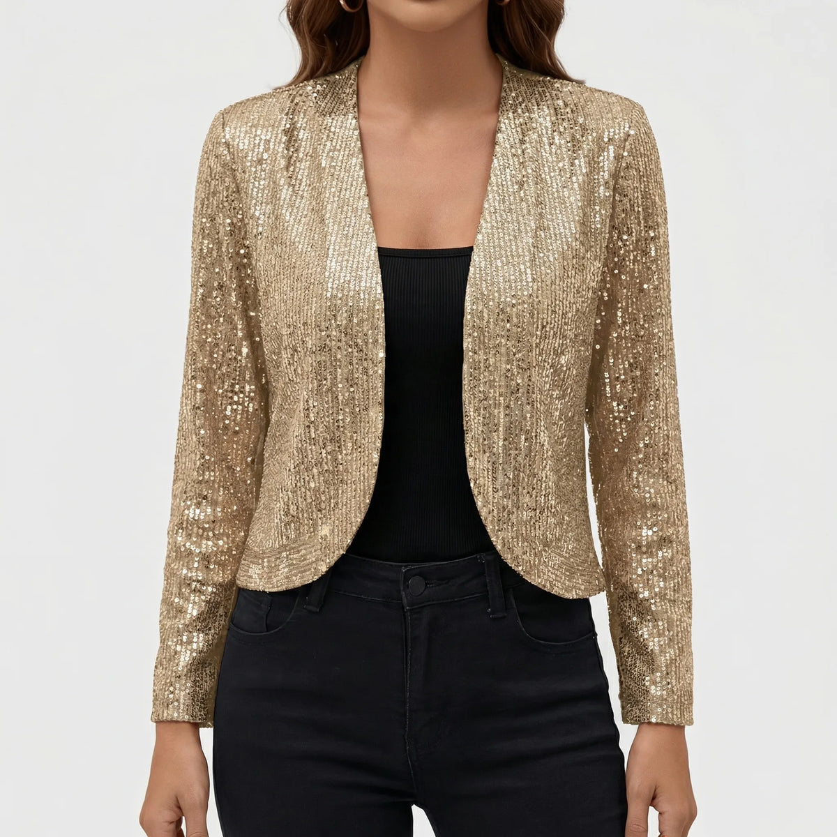 Women's Open-Front Beaded Blend Knit Jacket