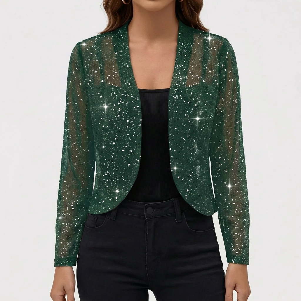 Women's Open-Front Beaded Blend Knit Jacket