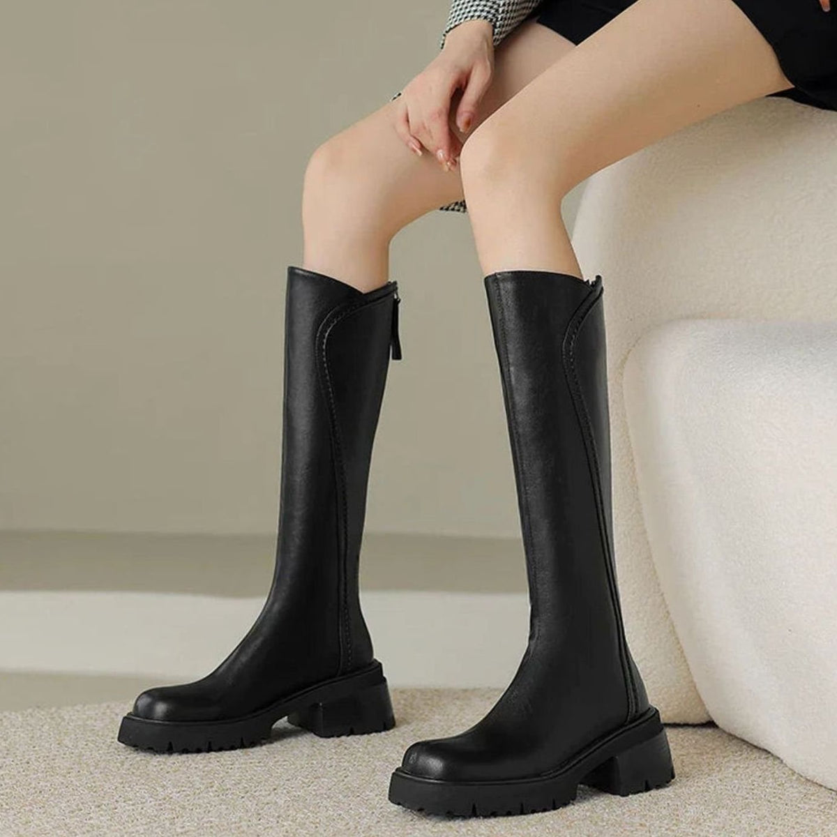 Women's Orthopedic Knee-High Back-Zip Leather Boots