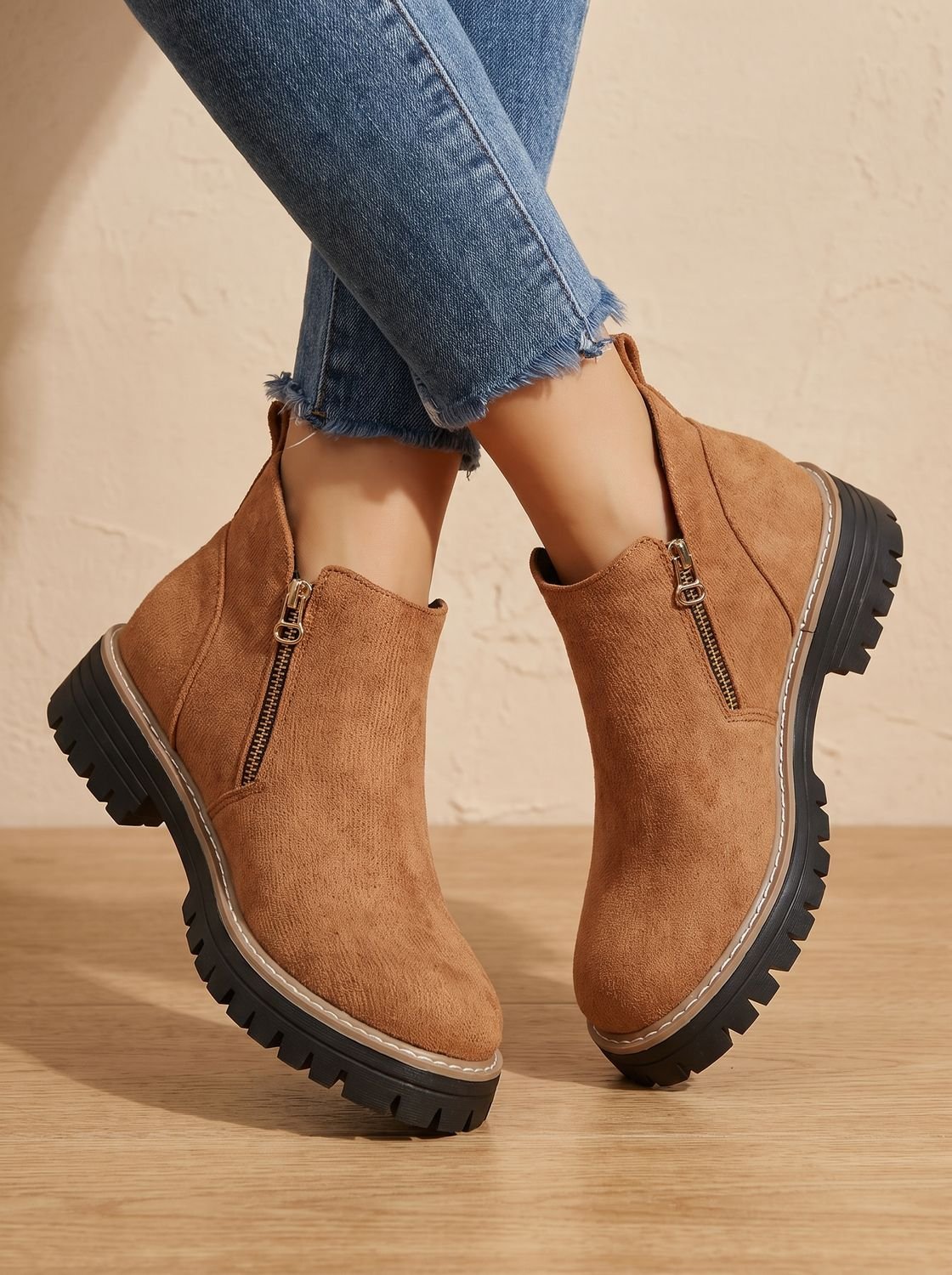 Women's Orthopedic Side-Zip Leopard Print Ankle Boots