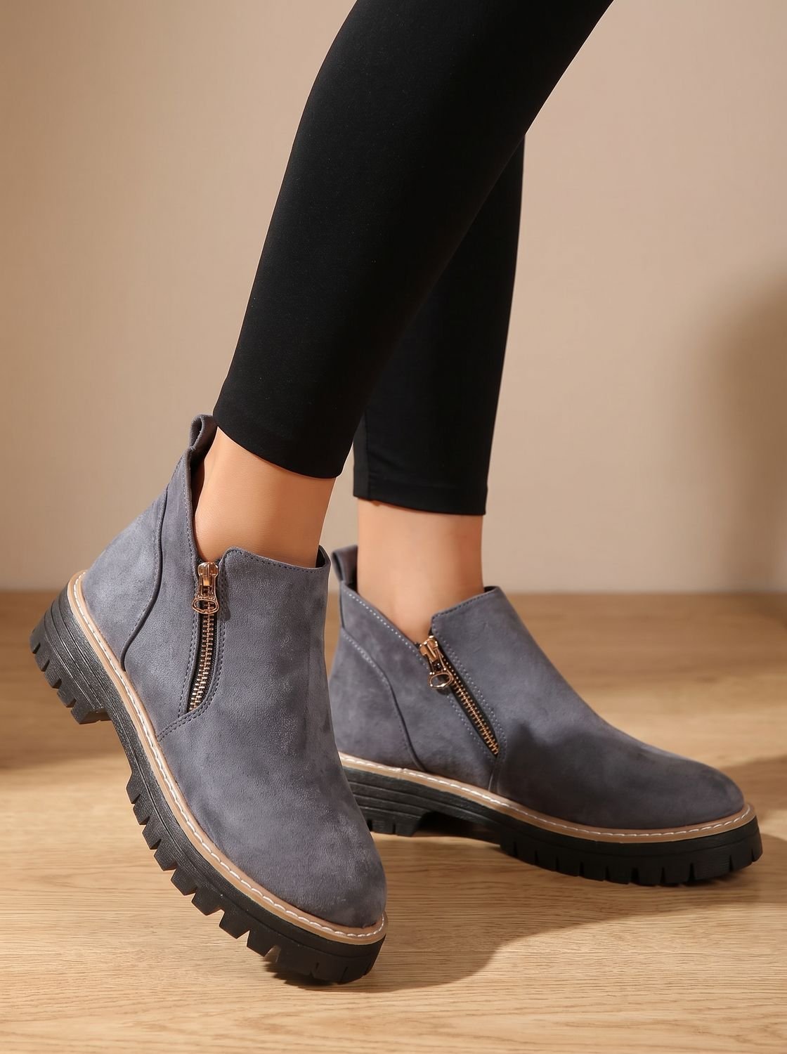 Women's Orthopedic Side-Zip Leopard Print Ankle Boots