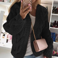 Women's Oversized Chunky Cable-Knit Open-Front Cardigan