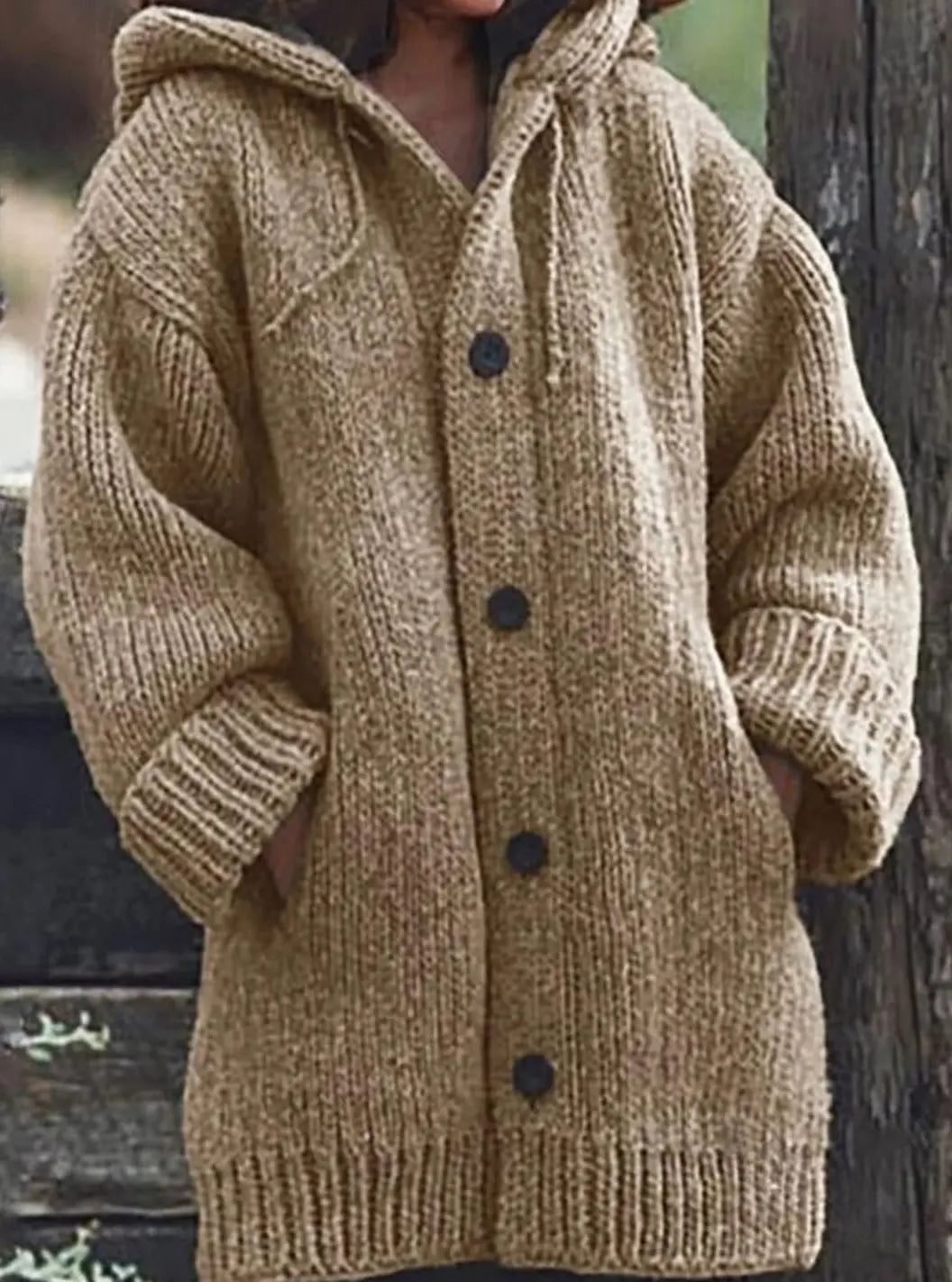 Women's Oversized Chunky Knit Hooded Cardigan