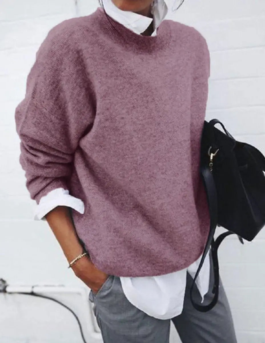 Women's Oversized Crew Neck Soft Knit Sweater