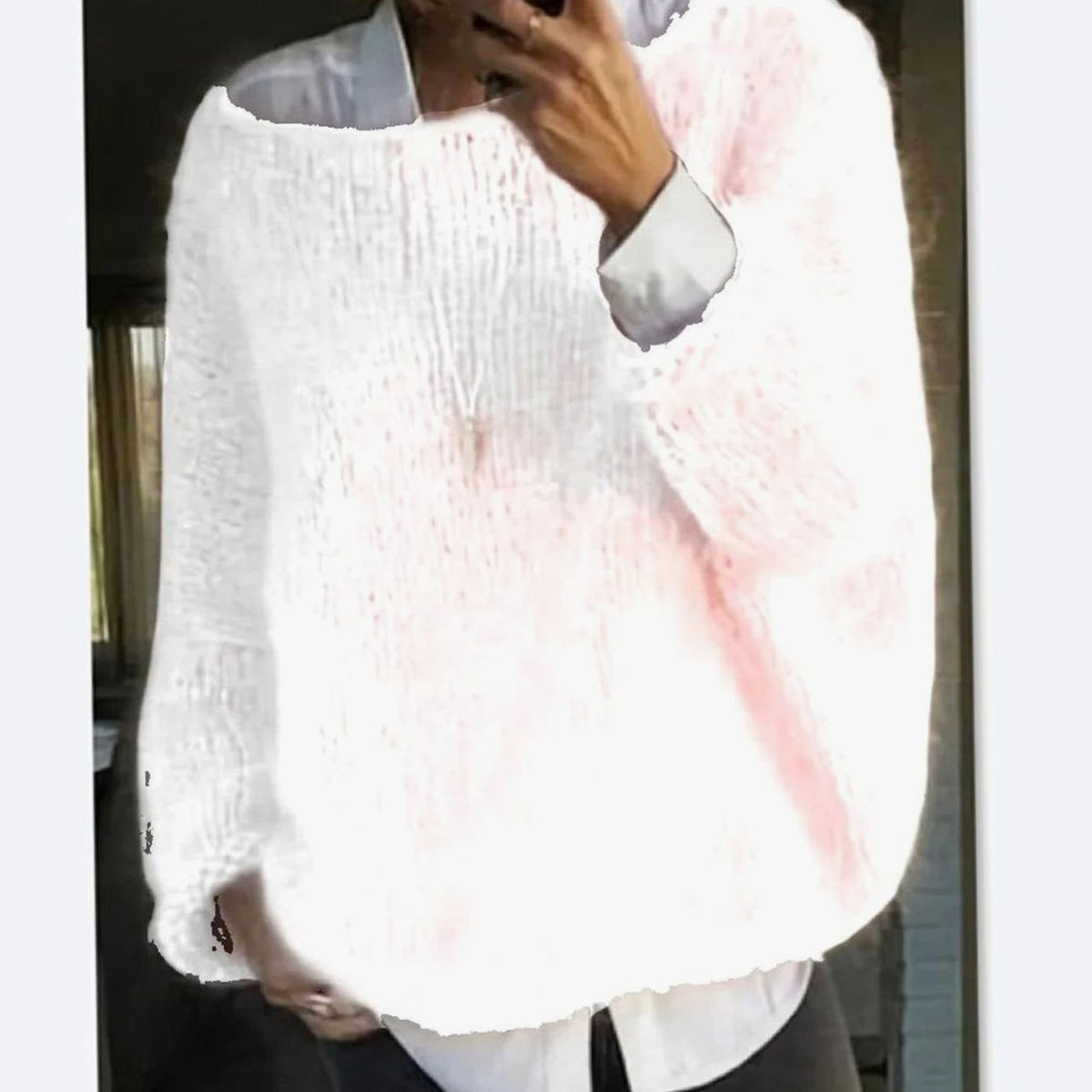 Women's Oversized Fuzzy Knit Long Sleeve Pullover Sweater