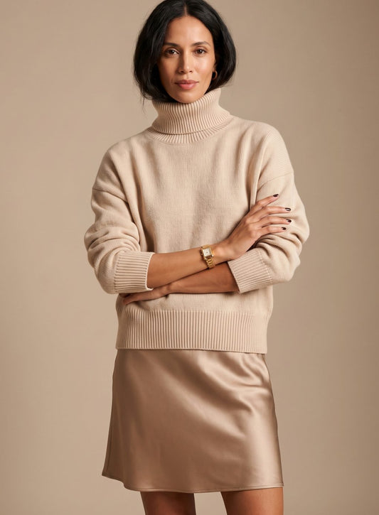 Women's Oversized Knit Turtleneck Pullover Sweater