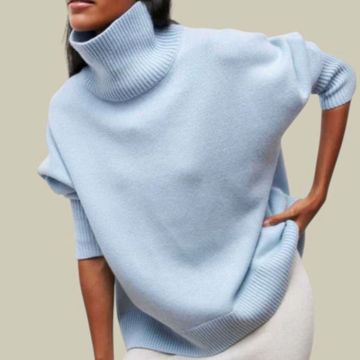 Women's Oversized Loose-Fit Cozy Knit Turtleneck Sweater