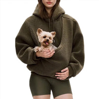 Women's Oversized Sherpa Hoodie with Integrated Pet Pouch