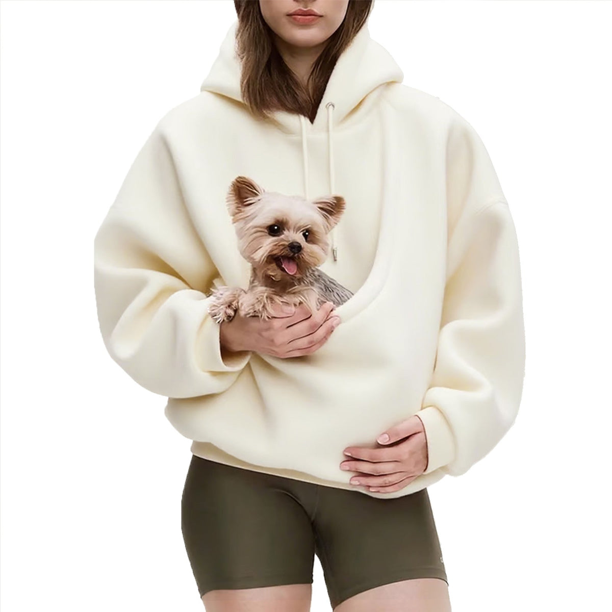 Women's Oversized Sherpa Hoodie with Integrated Pet Pouch