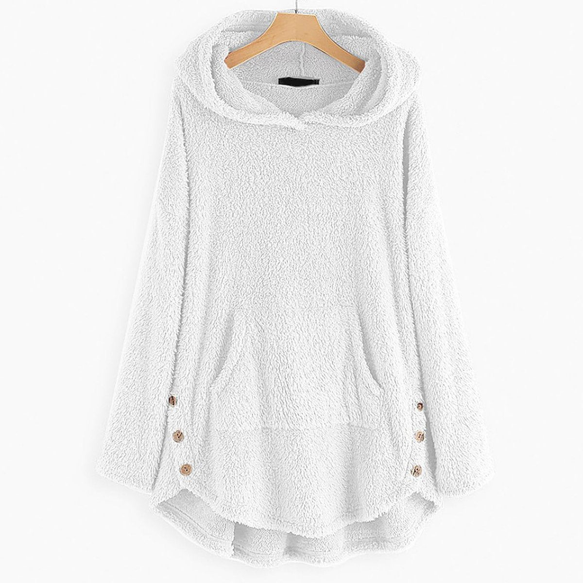 Women's Plush Fleece Zip-Up Hooded Coat with Cat Pocket
