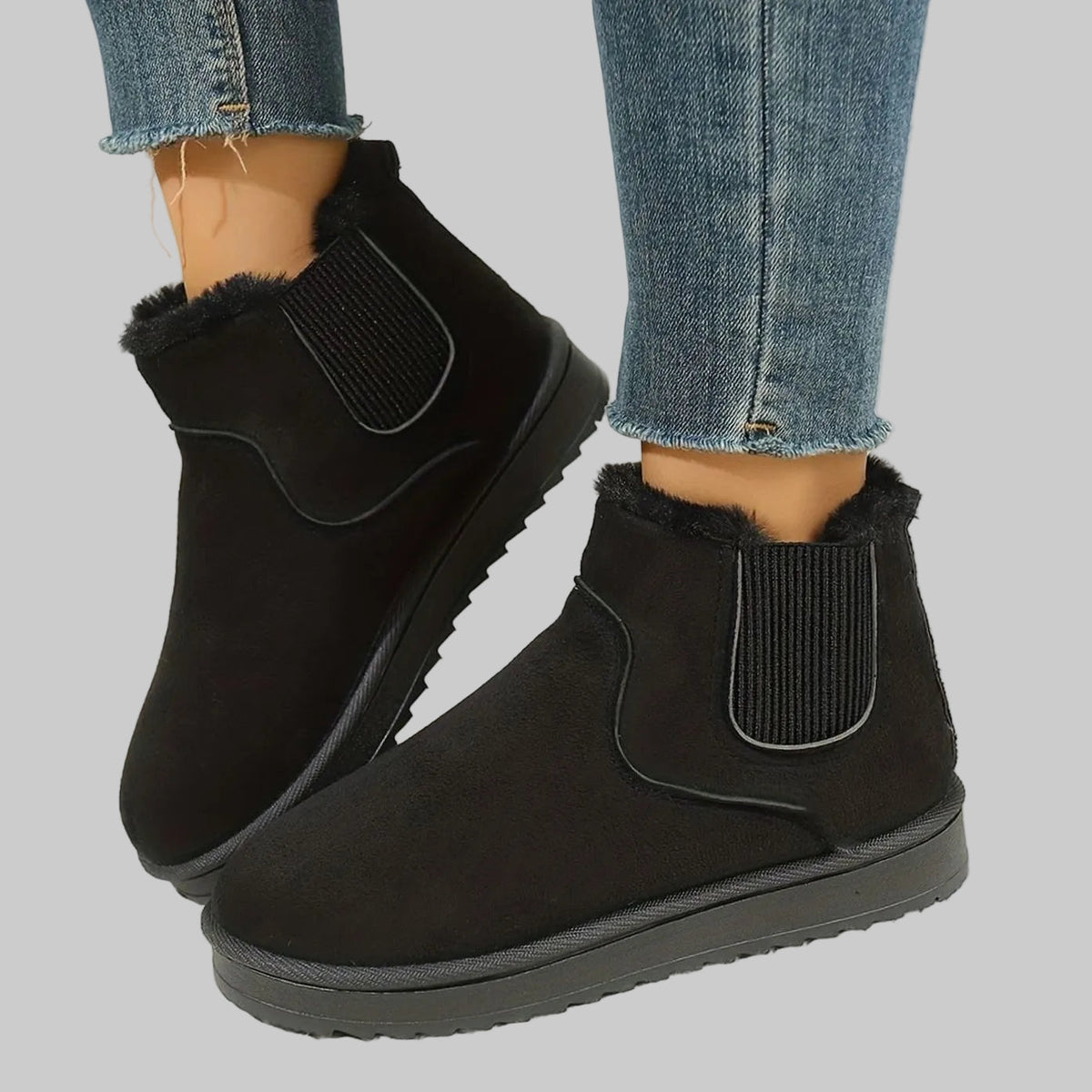 Women's Plush-Lined Slip-On Platform Winter Snow Boots